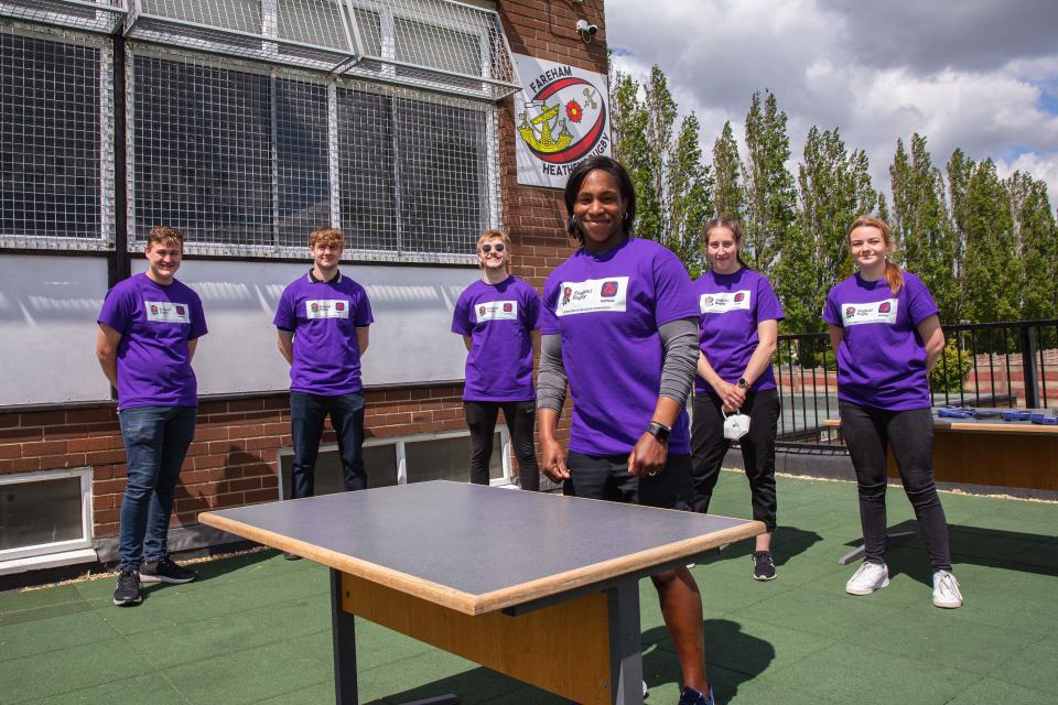 Alphonsi, 37, proved she is a true rugby legend by helping revamp the bar at Fareham Heathens as part of the NatWest RugbyForce initiative 