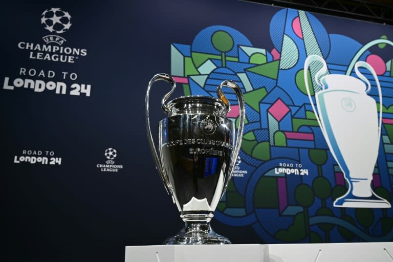 El trofeo de la Liga de Campeones, fotografiado durante el sorteo de los cuartos de final y de las semifinales, el 15 de marzo de 2024 en Nyon, Suiza (Fabrice Coffrini)