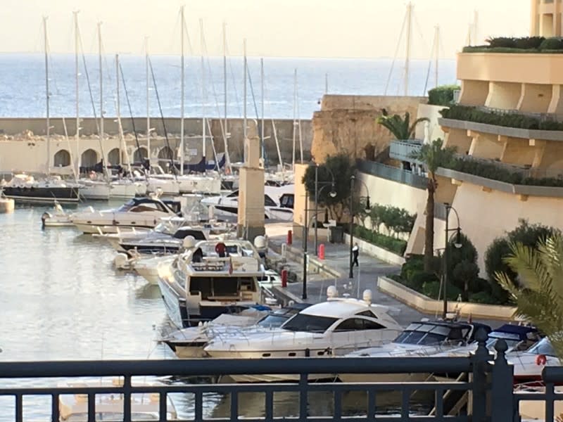 A view of the Portomaso port where a yacht, which is believed to have been intercepted by Maltese police to arrest prominent businessman Yorgen Fenech in connection with an investigation into the murder of journalist Daphne Caruana Galizia, according to so