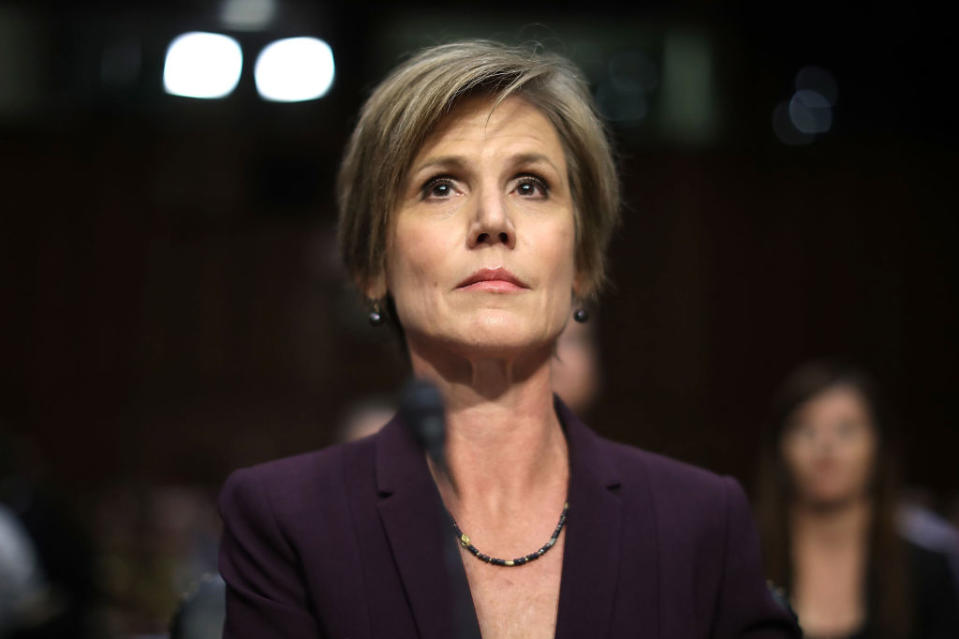 Former acting U.S. Attorney General Sally Yates seen on Capitol Hill May 8, 2017 in Washington, DC.<span class="copyright">Chip Somodevilla/Getty Images</span>