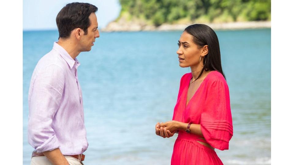 Ralf Little as DI Neville Parker and Joséphine Jobert as Florence in Death in Paradise 