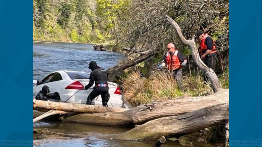 A car went over a cliff and into the Big White Salmon River in Skamania County, WA (SCSO)