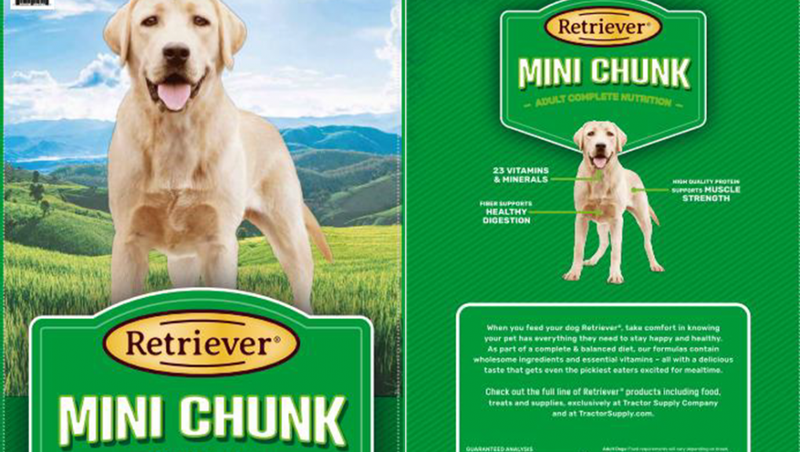 Retriever All Life Stages Mini Chunk Chicken Recipe Dry Dog Food is pictured on the FDA’s website.