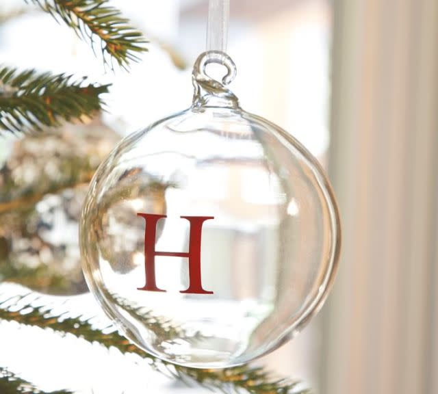 Monogrammed Glass Ball Ornament