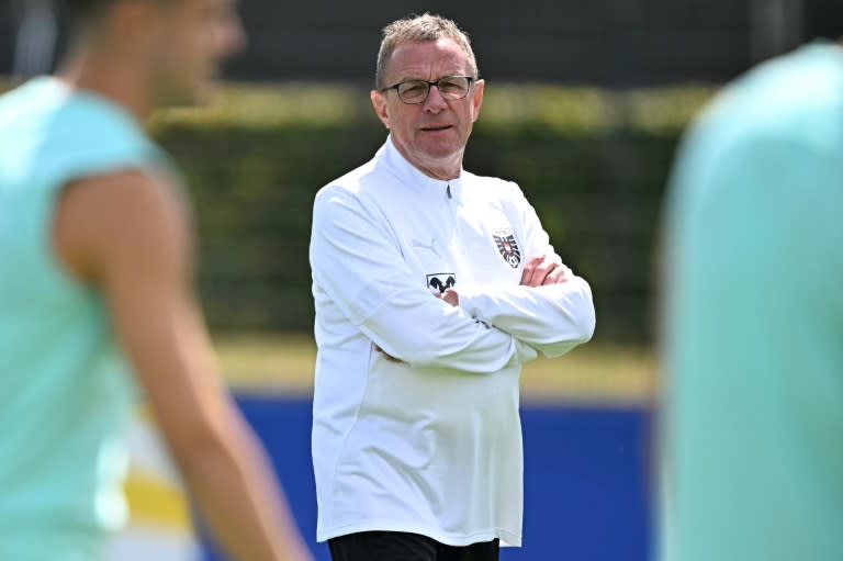 Ralf Rangnick, le sélectionneur allemand de l'Autriche, premier adversaire de la France à l'Euro-2024, lors d'un entraînement, 13 juin 2024 à Berlin (GABRIEL BOUYS)