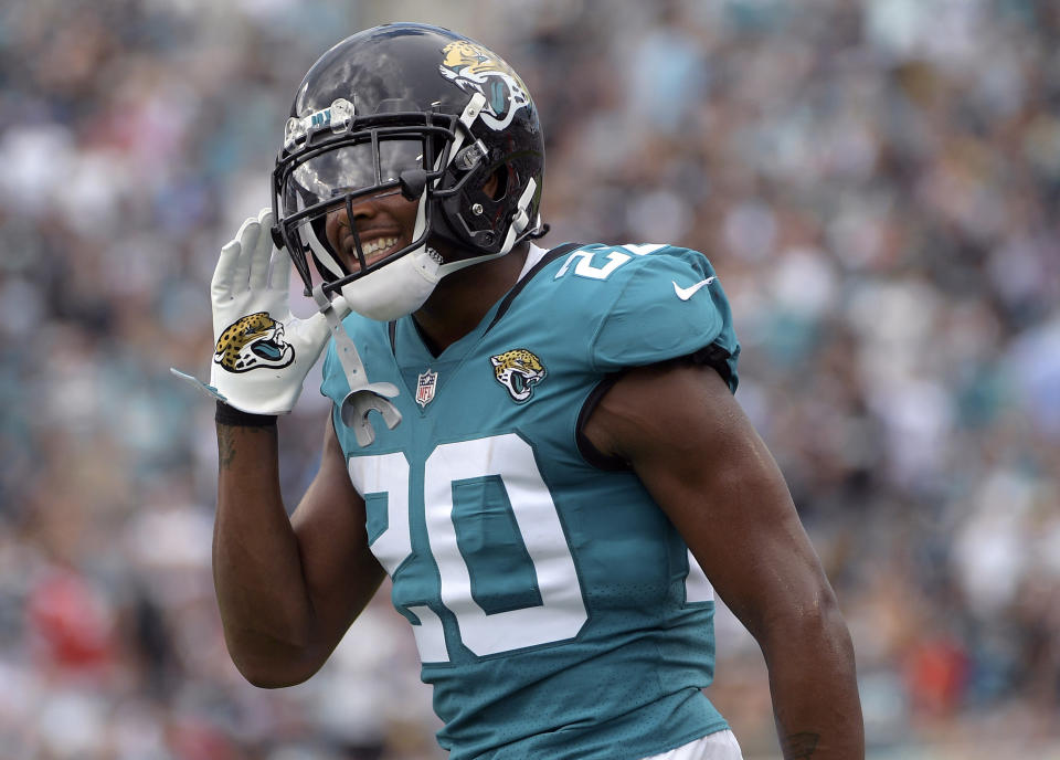 Jalen Ramsey probably won’t have to fake a flop in Week 15. (AP Photo/Phelan M. Ebenhack)