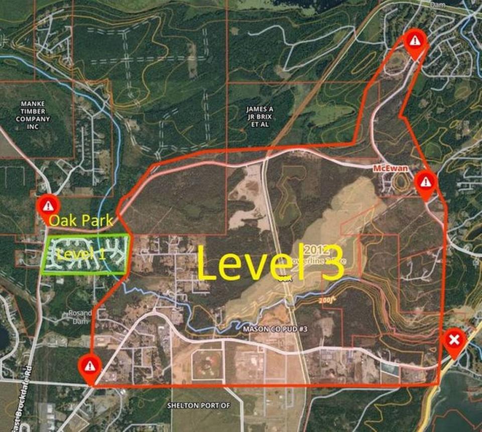 Mason County officials have released this map of evacuations near the McEwan Fire that broke out on the Fourth of July.