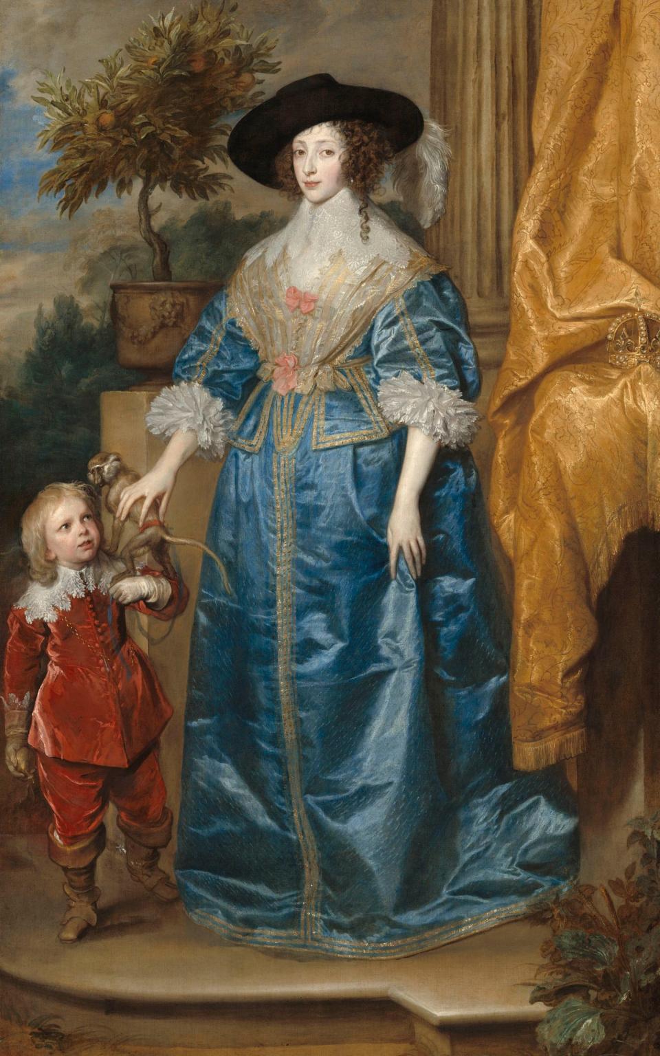 Queen Henrietta Maria with Sir Jeffrey Hudson, 1633, by Sir Anthony van Dyck, which is in the new exhibition Charles I: King and Collector - Credit: Anthony van Dyck/Royal Academy of Arts/PA Wire