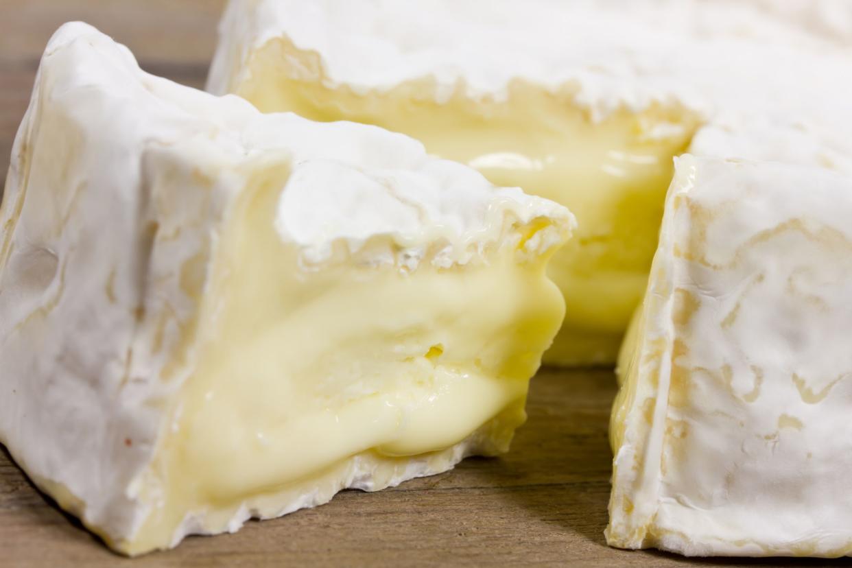 cut of creamy cheese