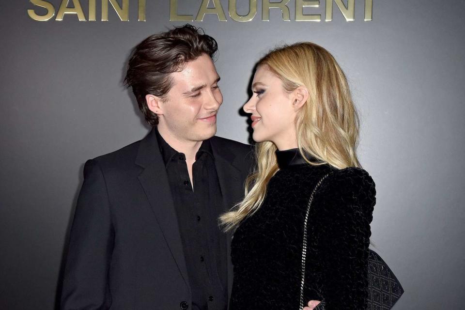 Brooklyn Beckham and Nicola Peltz attend the Saint Laurent show as part of the Paris Fashion Week Womenswear Fall/Winter 2020/2021 on February 25, 2020