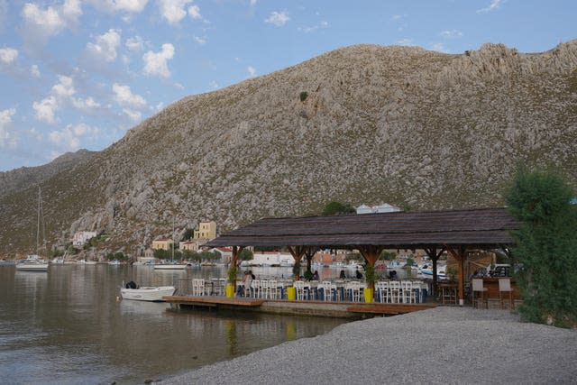 A restaurant in the Pedi area of Symi, Greece, where a search and rescue operation is under way for TV doctor and columnist Michael Mosley after he went missing while on holiday