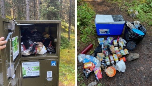 Campers left food and other supplies behind when they vacated their site at Larry's Camp in Banff National Park. (Banff National Park/Facebook - image credit)