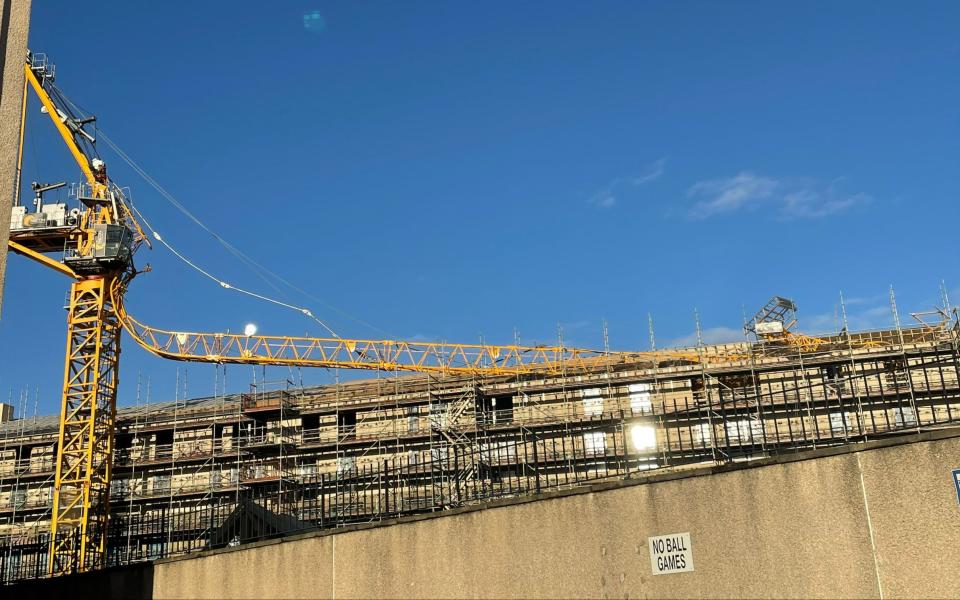 The scene at Steads Place, Leith, Edinburgh, after a section of the crane gave way