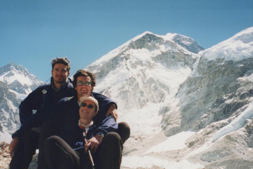 Michael Matthews, Jamie Everett and Jayne Everett on the trek to Everest Base Camp. Himalayas April / May 1999 (The Matthews Family)