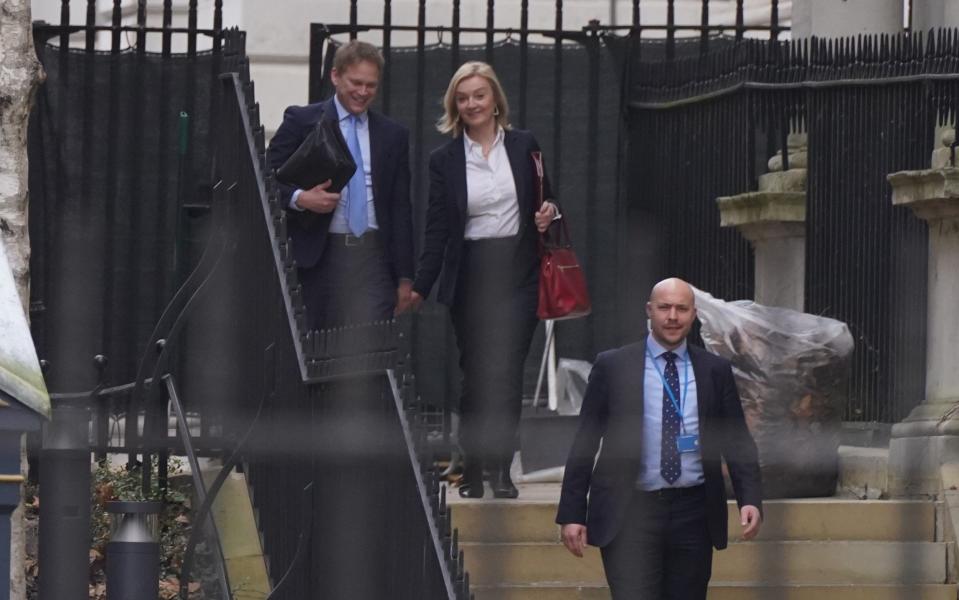 Liz Truss and Grant Shapps, the Transport Secretary, leaving this morning's Cabinet meeting - Stefan Rousseau/PA Wire