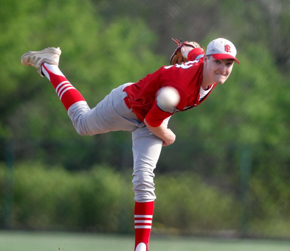 East Providence's Ben Sears pitches against La Salle in May 2018.