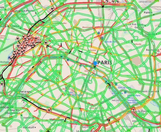 Traffic on the main ring road in Paris was severely affected by the protests (Michelin)