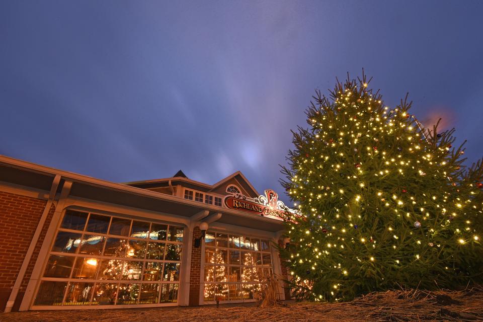 Mansfield's Christmas tree in front of the Richland Carrousel Park shines bright for the Christmas season.