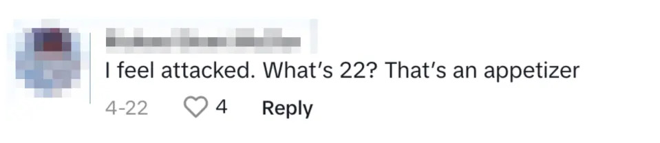 User expressing confusion about '2*2*2' referring to it as an appetizer, with likes and replies visible