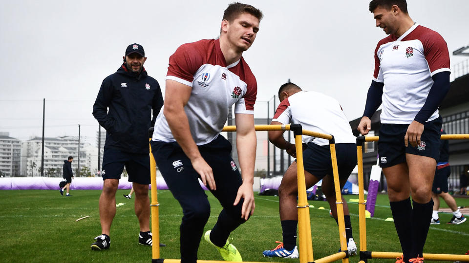 England players, pictured here in action at a training session at the Rugby World Cup.