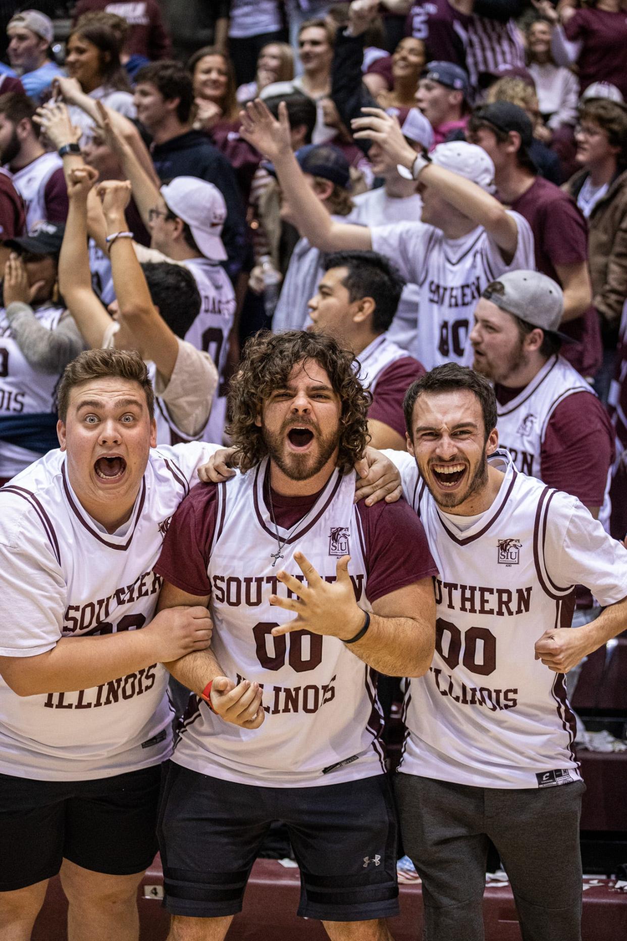 Southern Illinois had a packed student section during its game against Missouri State on Wednesday, Jan. 31, 2024, at the Banterra Center in Carbondale, Illinois.