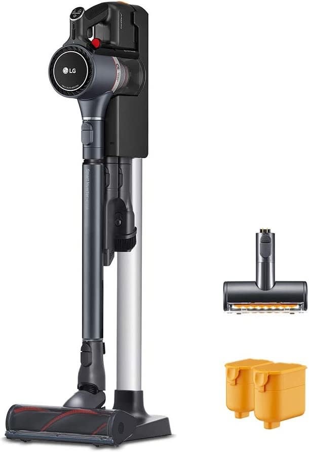 LG A9 CordZero Cordless Stick Vacuum Cleaner in black and silver on a white background