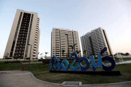 General view of athletes' accommodation can be seen during a guided tour for journalists to the 2016 Rio Olympics Village in Rio de Janeiro, Brazil, July 23, 2016. REUTERS/Ricardo Moraes