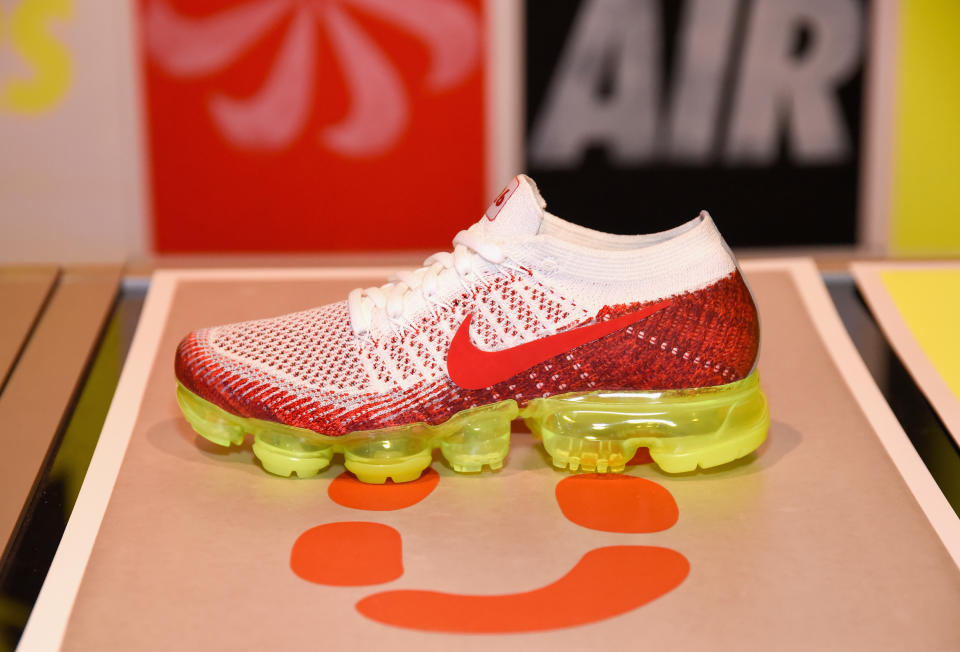 LOS ANGELES, CA - MARCH 22:  View of a Nike VaporMax sneaker at the Nike Air SNEAKEASY LA launch party on March 22, 2017 in Los Angeles, California.  (Photo by Tara Ziemba/Getty Images)