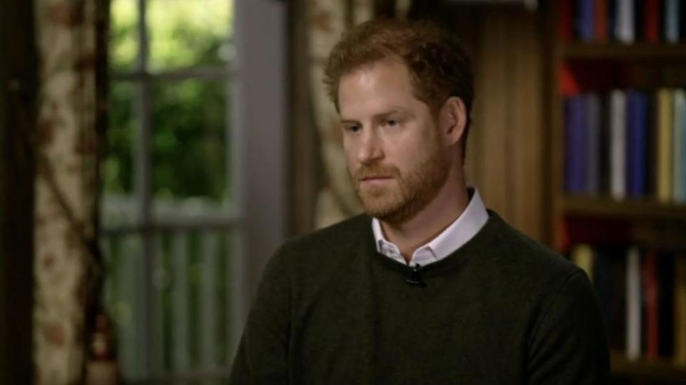 英國38 歲的哈利王子（Prince Harry）接受美國媒體《CBS》節目《60 Minutes》專訪。（圖／翻攝自《60 Minutes》）