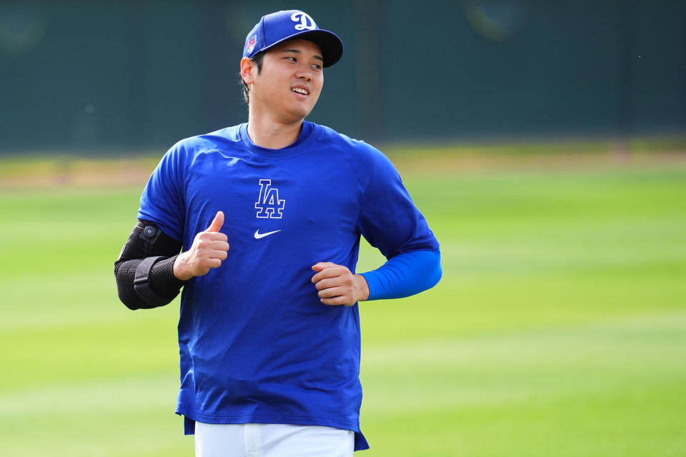 It’s still unclear if Shohei Ohtani will play in the Dodgers’ season opener against the Padres next month in South Korea. (Masterpress/Getty Images)