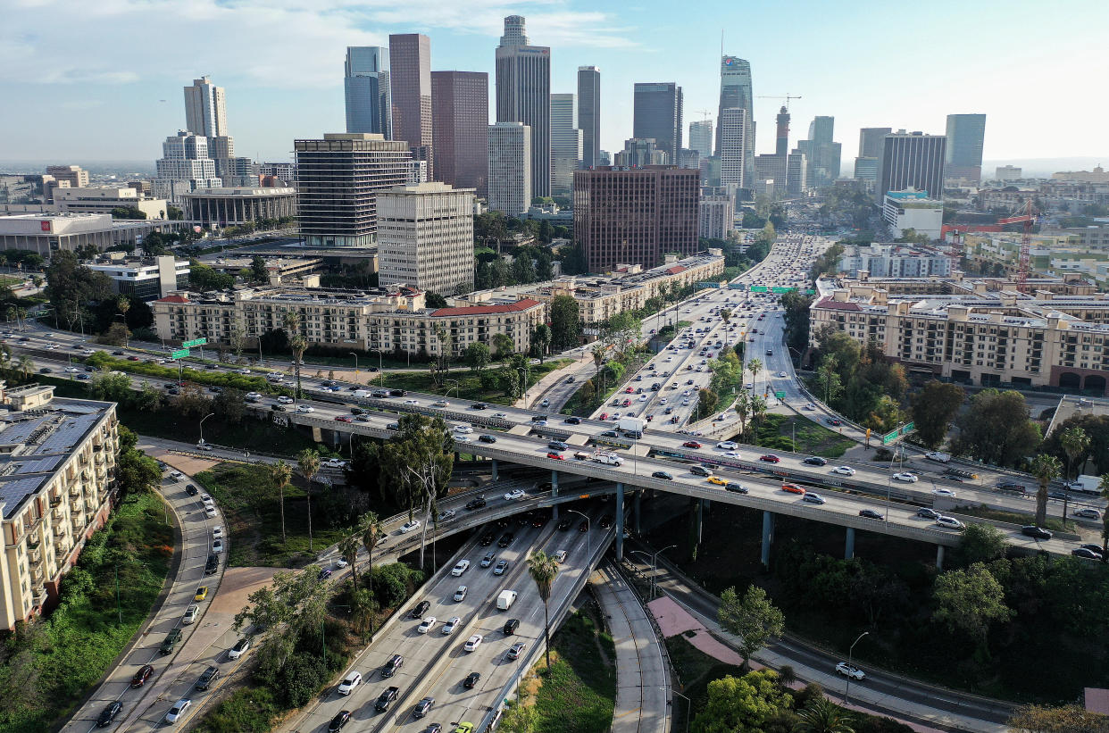 Vehicles during the afternoon commute in Los Angeles.