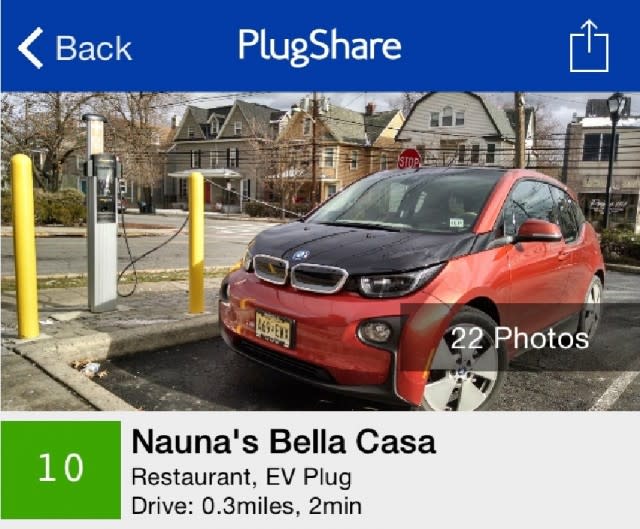 PlugShare App Showing ElectricCar Charging Sites Trip Planner Update