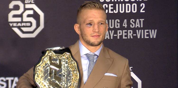 TJ Dillashaw Post-UFC 227 with belt