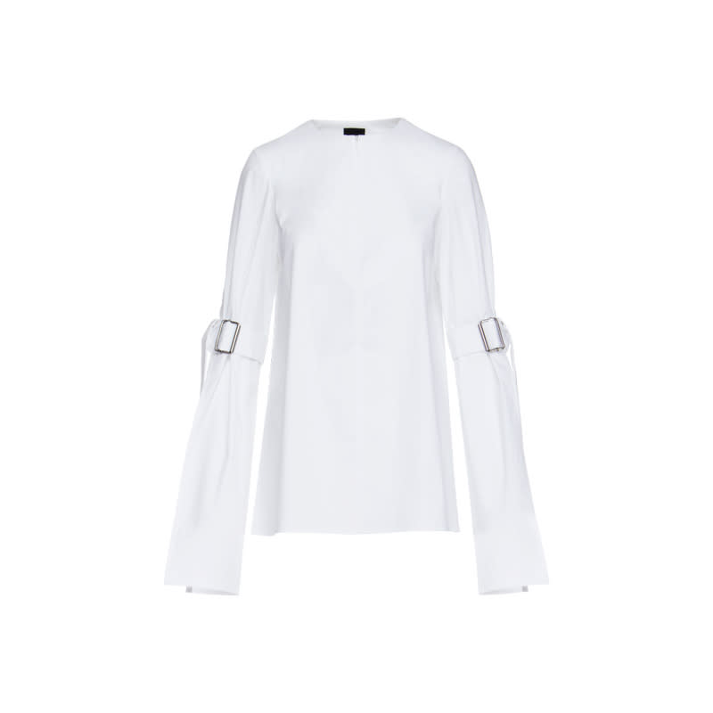 <a rel="nofollow noopener" href="https://shop.jiohny.com/products/white-belt-sleeve-shirt" target="_blank" data-ylk="slk:White Belt Sleeve Shirt, Ji Oh, $515;elm:context_link;itc:0;sec:content-canvas" class="link ">White Belt Sleeve Shirt, Ji Oh, $515</a>