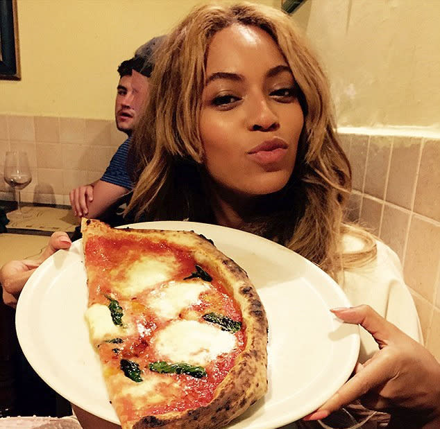 Sometimes-vegan Beyoncé was clearly taking a break from her strict diet when the Carters took a trip to Italy last year. When you dance as hard as she does, you can afford some indulgences! (Photo: Instagram)