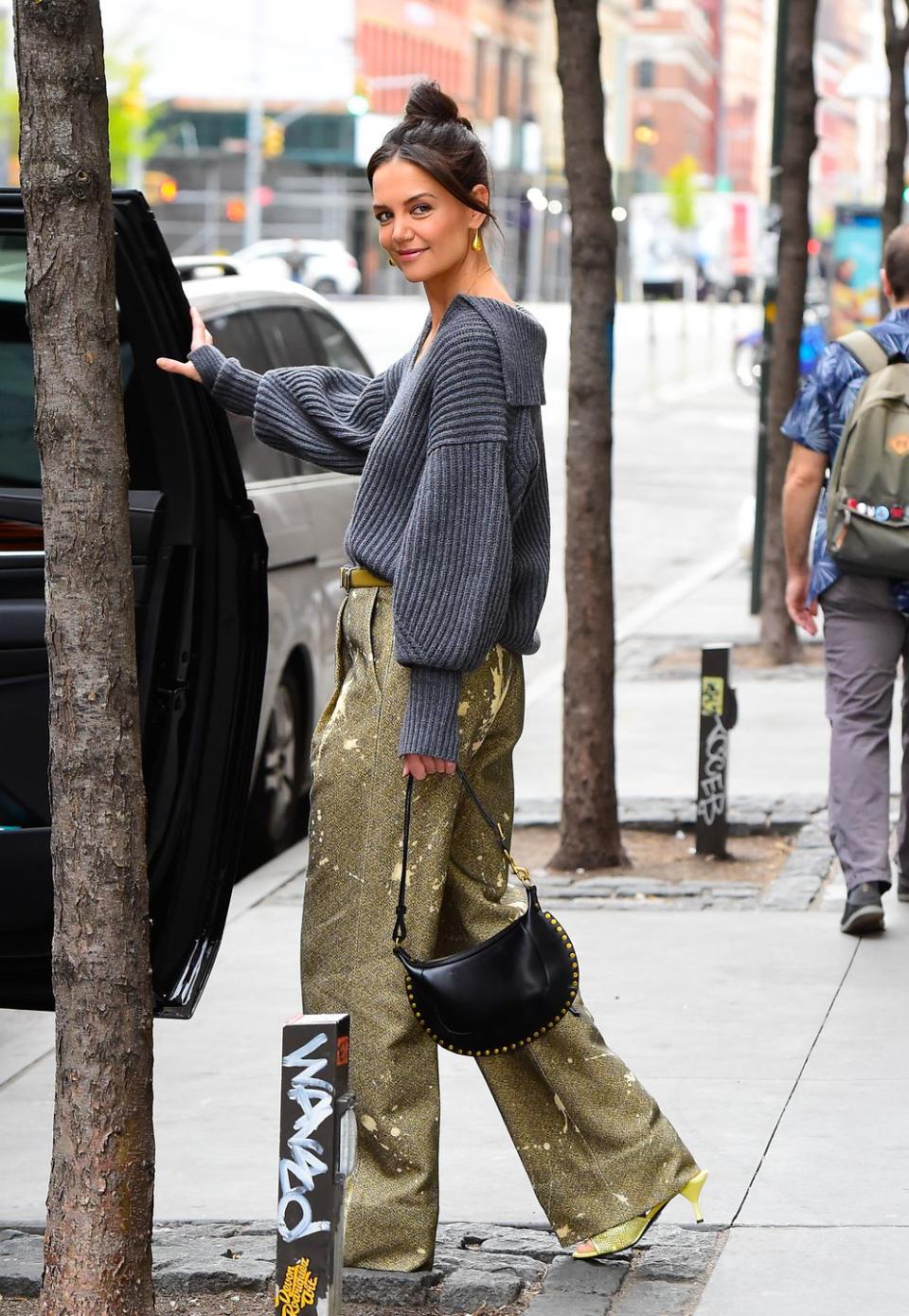 new york, new york april 12 katie holmes is seen walking in soho on april 12, 2023 in new york city photo by raymond hallgc images