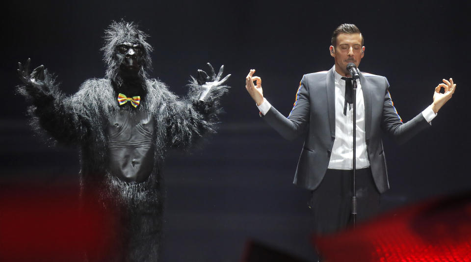 Nicht alle Favoriten der Buchmacher gewinnen auch, wie Francesco Gabbani es 2017 in Kiew erfahren musste. (Bild: AP Photo/Efrem Lukatsky)