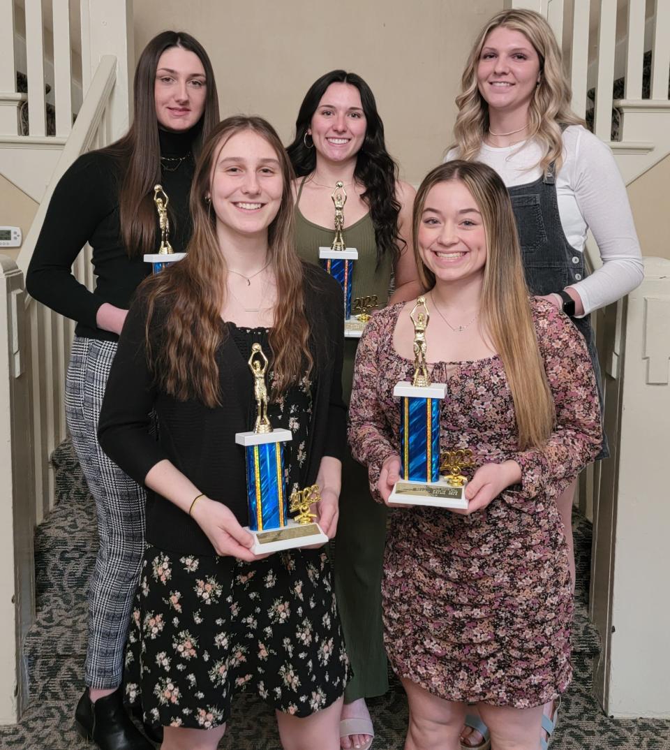 Pictured are members of the Somerset all-county second team, front row, from left, North Star's Grace Metz and Windber's Kaylie Gaye, back row, from left, Turkeyfoot's Ava Hair, Windber's Rylee Ott and Meyersdale's Zoe Hetz.