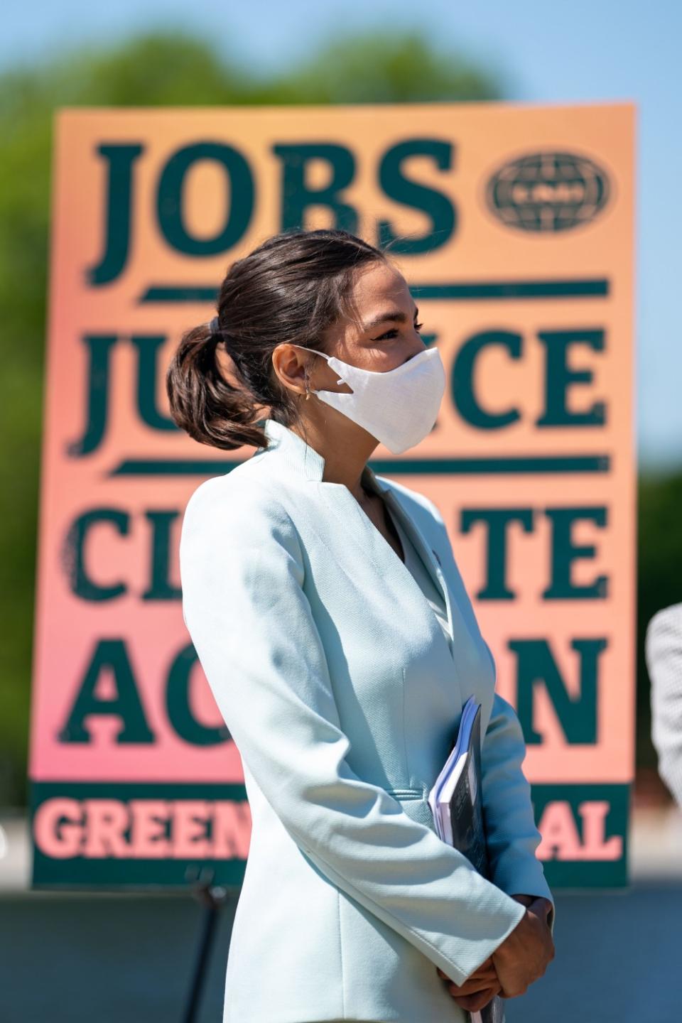 Rep. Alexandria Ocasio-Cortez (D-NY) attends a news conference