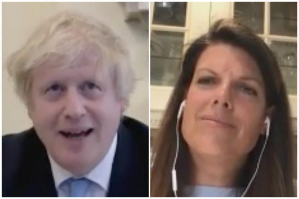 Boris Johnson and Caroline Nokes at the liaison committee on Wednesday. (Parliamentlive.tv)