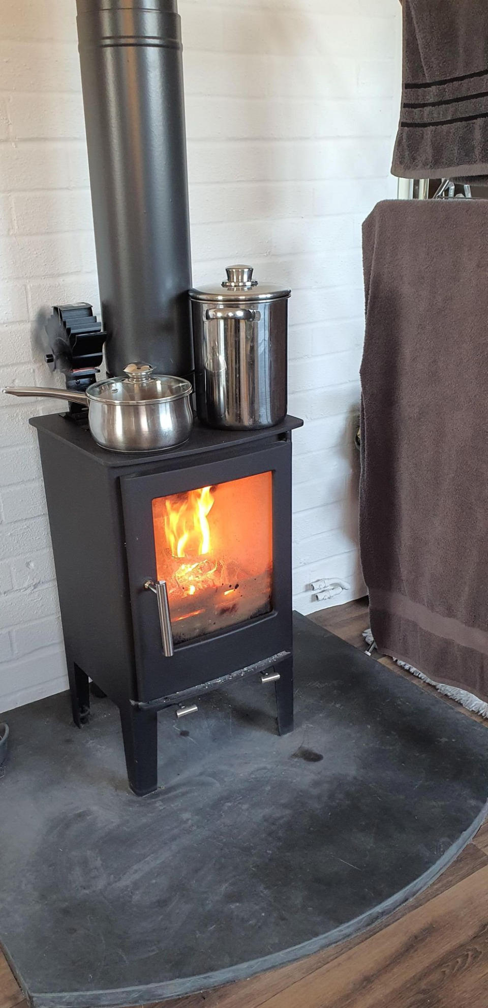 Collinson swears by her log burner as a money saving tip. (Kerry Collinson/SWNS)