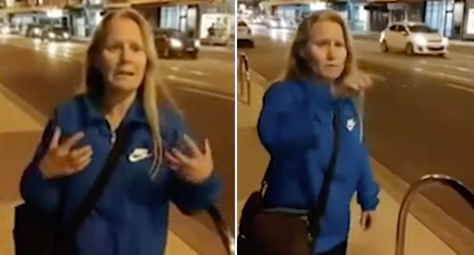 Teresa van Lieshout was filmed in a racist rant in Northcote, Melbourne, ahead of the 2019 federal election.  Source: NITV