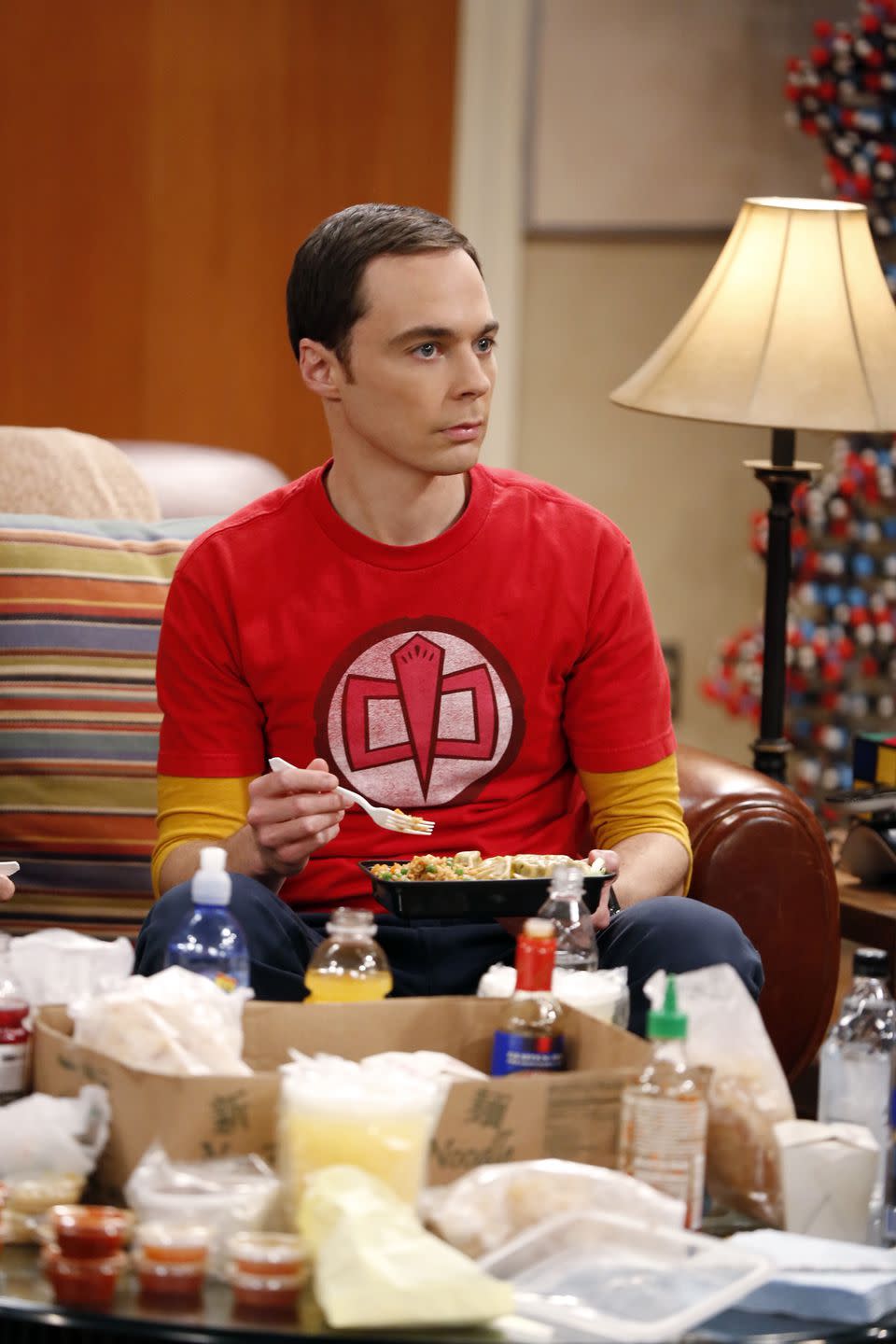 Sheldon's t-shirt colors often reflect his mood.