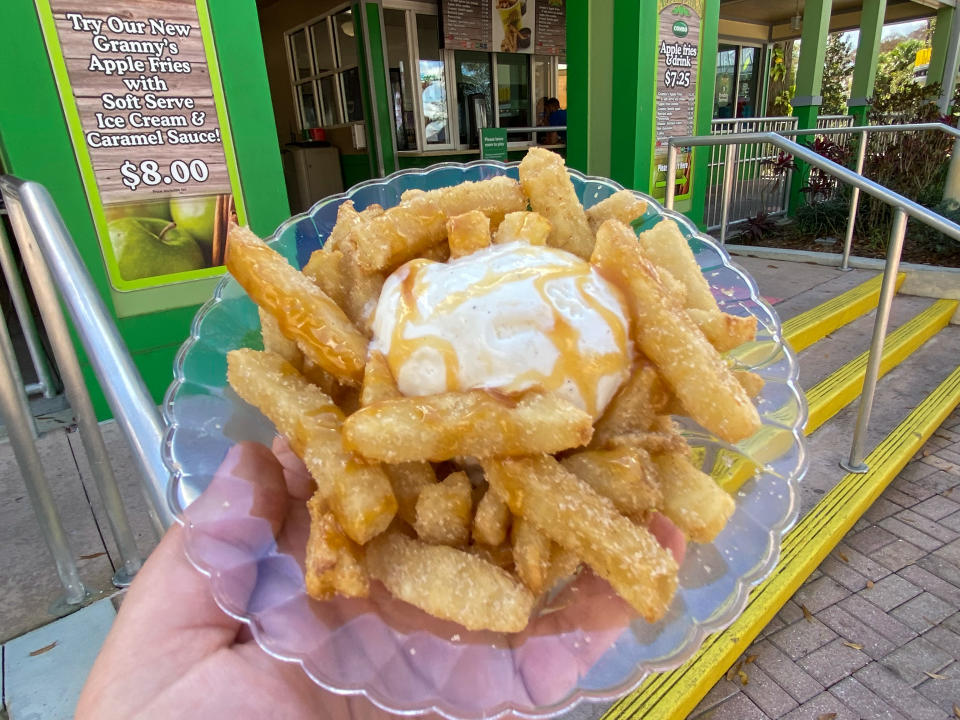 My kids prefer to order their apple fries with soft-serve vanilla ice cream. (Terri Peters)