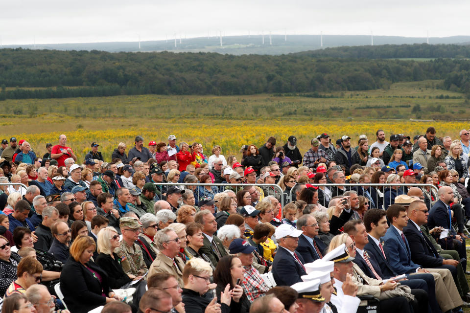 <p>A crowd of family members of the victims and other guests attend the 17th annual September 11 observance at the Flight 93 National Memorial in Stoystown near Shanksville, Pa., Sept. 11, 2018. (Photo: Kevin Lamarque/Reuters) </p>