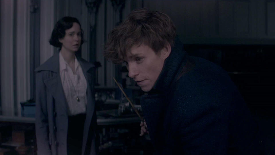 Katherine Waterston and Eddie Redmayne as Tina and Newt in 'Fantastic Beasts' (Warner Bros.)