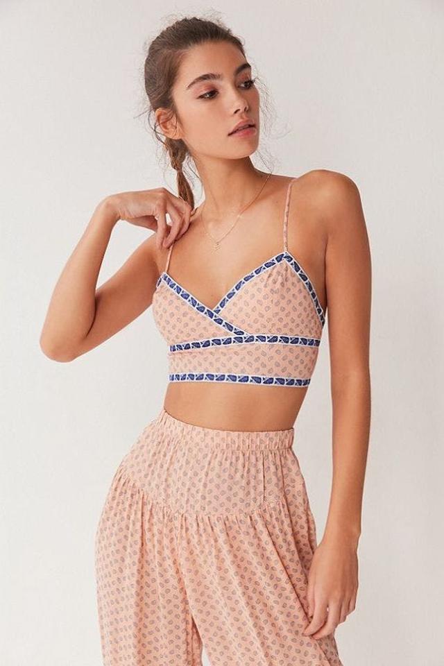 Out From Under Delicate Lace Triangle Bralette - pink S at Urban Outfitters, Compare