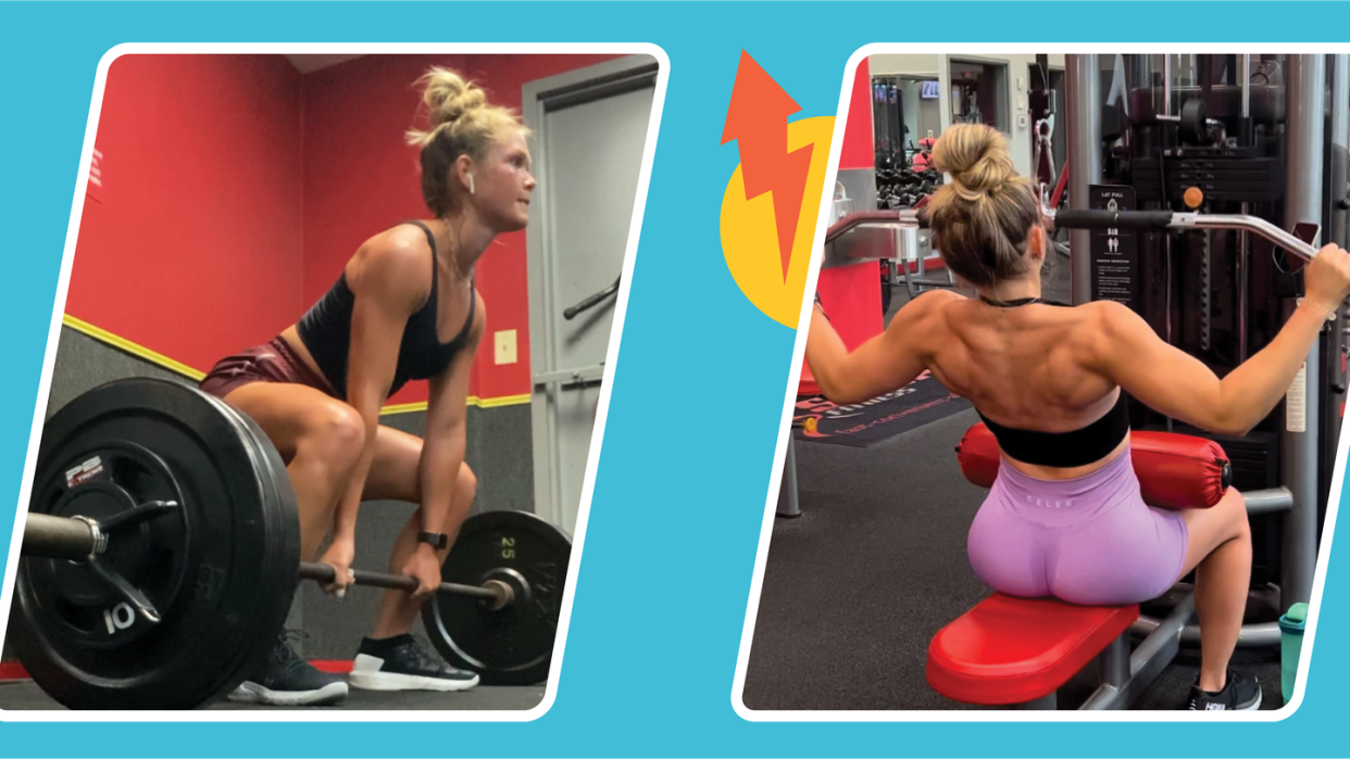 a woman lifting weights