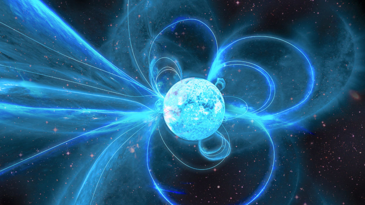  An artist's impression of an erupting magnetar. 