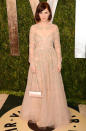 <b>Worst dressed: Zooey Deschanel </b><br><br>The New Girl actress looked dowdy in this Valentino Resort 2013 dress at the Vanity Fair Party. <br><br>Image © Rex